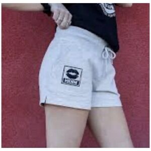 VIXXON XL Women Terry Micro Shorts Gray Fleece Sweat Short Drawstring Biker Moto